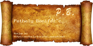 Pethely Bonifác névjegykártya